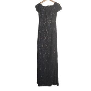 Adrianna Papell Lace Maxi Dress Black Off The Shoulder Size 4